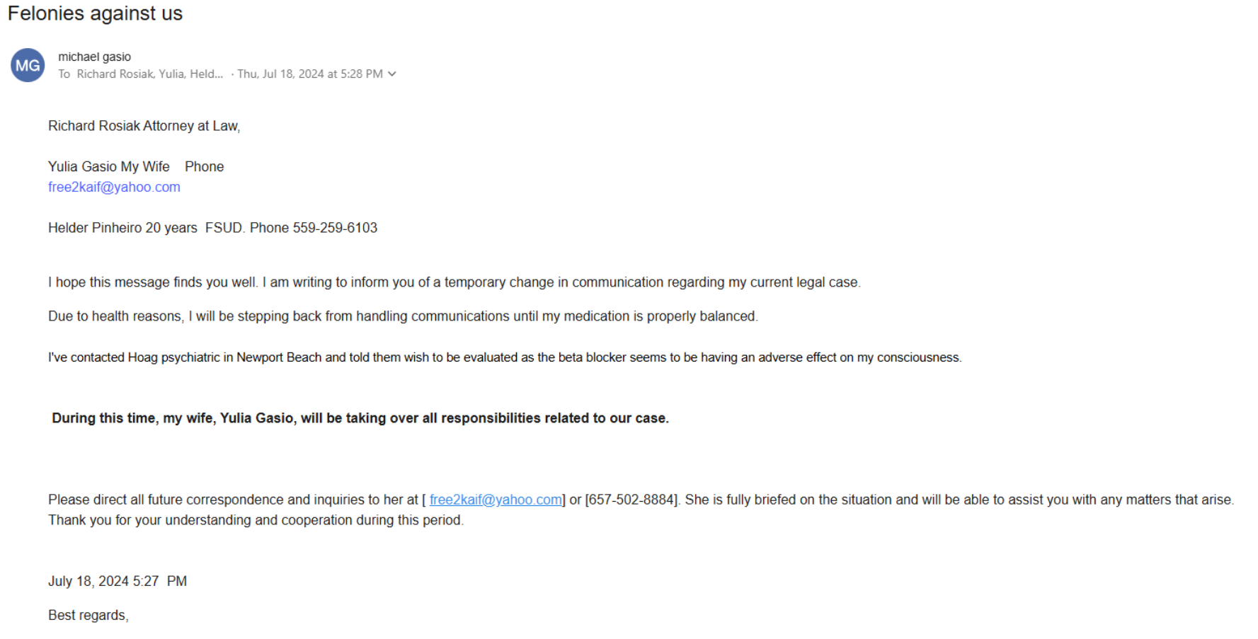 Screenshot showing Zillow listing and client statement to attorney